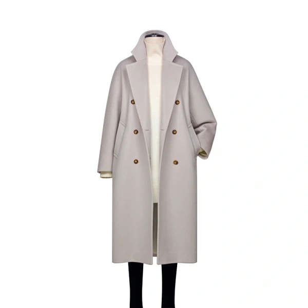 High Quality Women's Pure Cashmere Coat Fashion Design Double Breasted With Pockets Europe Suitable for Commuting to Work - Image 3