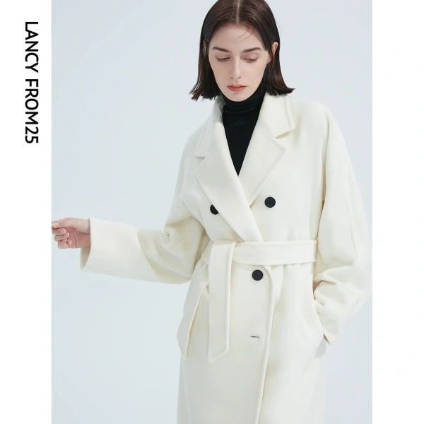Pure Wool French High-end Mid-length Loose Woolen Coat Winter New Style - Image 3