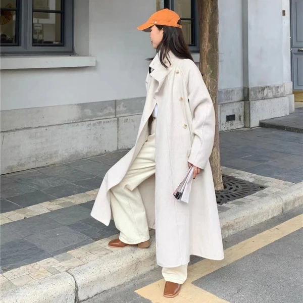 2025 High-end Woolen Goods Winter  100% Wool Coat Fashion Classic New Design Solid Color Jacket - Image 3