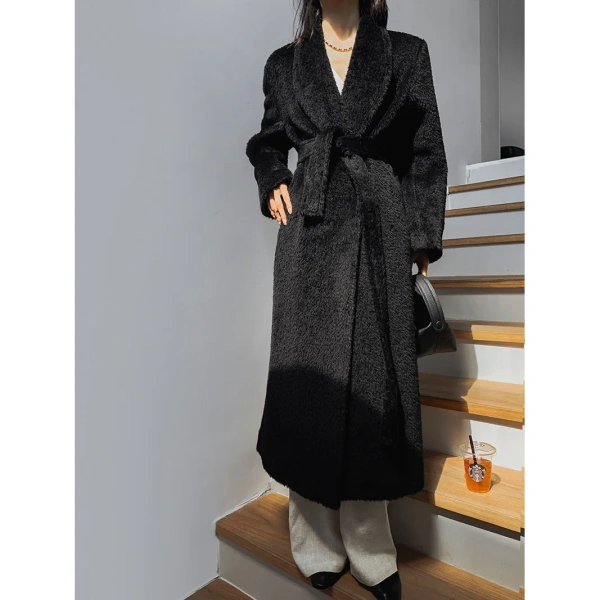 Swan Collar Suli Alpaca Double-sided Cashmere Coat Tweed Jacket Women 2025 Autumn and Winter - Image 4