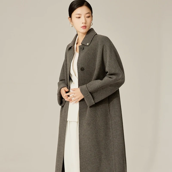 Winter Double-faced Woolen Goods Single BreastedLong Winter  Wool Ladies Coat Made in Classic Elegant - Image 5