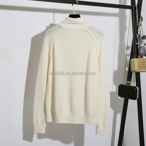 Winter Turn Down Collar Size Pullover Women 100% Wool Knitted Sweaters - Image 2