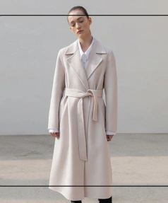 Boutique Women's Autumn/Winter High Quality Trend Design Sticky Pocket Cashmere Coat Elegant and Simple New Pattern Lacing