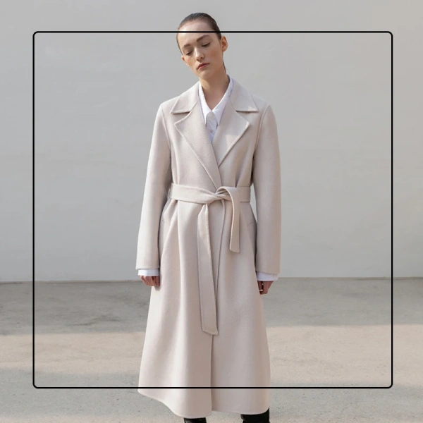 Boutique Women's Autumn/Winter High Quality Trend Design Sticky Pocket Cashmere Coat Elegant and Simple New Pattern Lacing